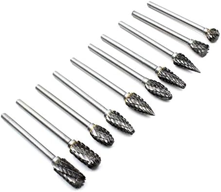 10Pieces/set Type A-J Tungsten Carbide Rotary Burr 1/8'' Shank For Rotary Tools DIY Woodworking Carving Engraving