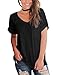 Aokosor Women's Blouse Short Sleeve Casual Tee Shirts Tunic Tops With Pockets Black M