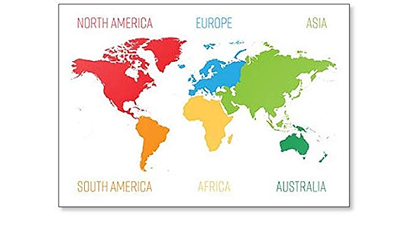 Amazon Com World Map Divided Into Six Continents Classic Fridge Magnet Home Kitchen