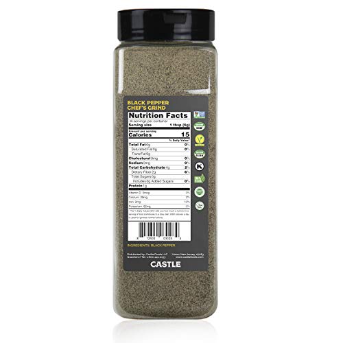 Castle Foods | BLACK PEPPER CHEF'S GRIND, 18 oz Premium Restaurant Quality