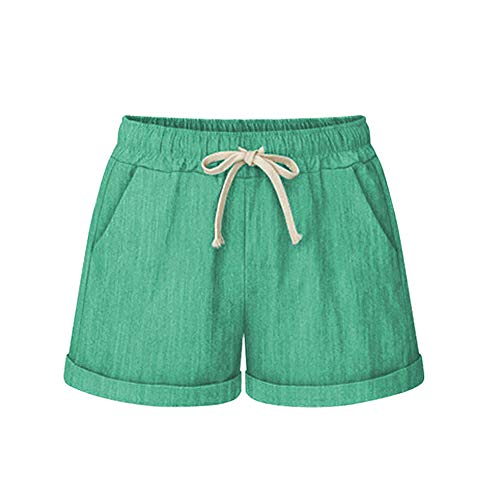 Women Short Pants, JOYFEEL ❤️ Ladies Cotton Linen Casual Elastic Waist Pants Drawstring Solid Summer Walking Shorts