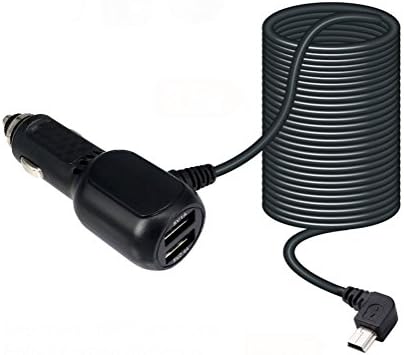 JacBorn Car Charger for Garmin Nuvi, mini USB Cable, 11.5 Ft,Widely Compatible with GPS Navigation Dash Cam, Vehicle Power Adapter,Dual USB 5V 3.4A output for iPhone ,Sumsang and more Mobile Phones