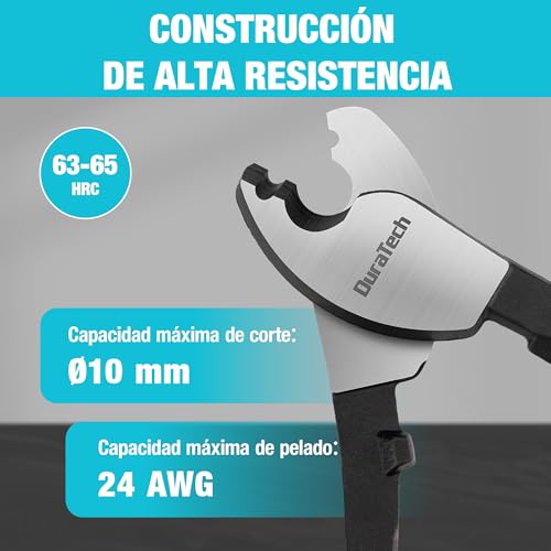 DURATECH 200 mm Cable Cutter Shearing Pliers for Electricians with Stripping Function, Professional Scissors for Cutting Copper, Aluminium and Electric Cables