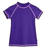 SS City Threads Big Girls' Rashguard Swimming Suit Swim Tshirt Tee UPF50, SS Purple/Pink, 7