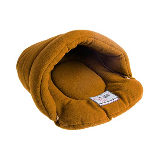 Seaskyer Soft Warm Pet Bed House, Cat Slipper Bed,Dog Bed, Covered Hooded Pet Bed, Plush Soft Cozy Nest Mat Pad Cushion Cat Dog (Coffee, M)