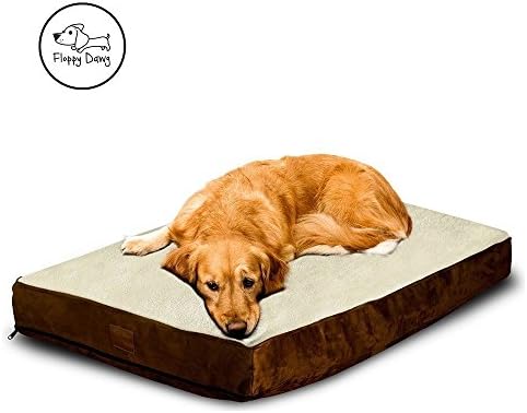 Floppy Dawg Large Dog Bed with Removable Cover and Waterproof Liner. Dogs Weighing up to 90 pounds. Stuffed with Blended Memory Foam Pieces.