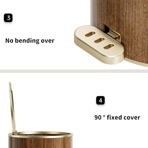 XTECH Wood Grain Garbage Bin, Multifunctional Garbage Bin, Light Luxury Imitation Wood Grain Bedroom Living Room, Garbage Receptacle Bin for Rooms, Kitchens, Home Offices (Square(15L))