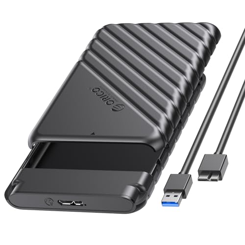 ORICO 2.5 Inch Hard Drive Enclosure USB 3.0 External Drive 5Gbps for SATA HDD and SSD 2.5 Inch and 7/9.5 mm, UASP Acceleration, Trim, No Tools (Black-ABS-25PW1)