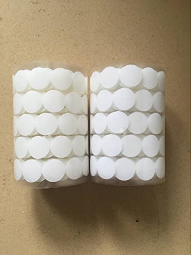 Vkey 1000pcs (500 Pair Sets) 20mm Diameter Sticky Back Coins Hook Loop Self Adhesive Dots Tapes White Perfect for School Office