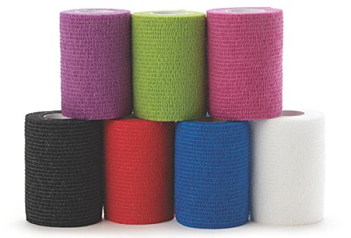 Medline Caring Self-Adherent Cohesive Wrap Bandage, Non-Sterile, Latex-Free, Assorted Color Pack, 3" x 5 yd (Case of 24)