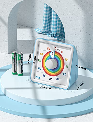LIORQUE Visual Timer, 60 Minute Countdown Kids Timer, Pomodoro Timer, Time Management Tool for Children and Adults (Blue)