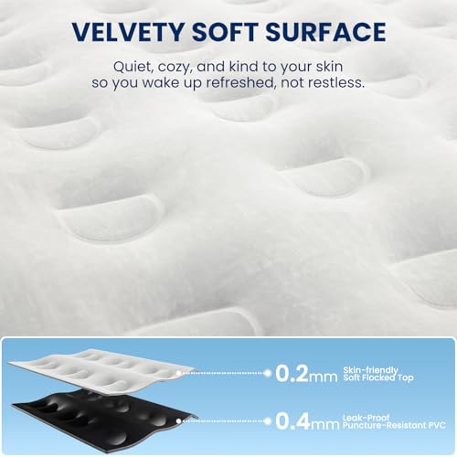 Queen Air Mattress with Headboard, Built-in Pump, 800 lbs Heavy-Duty Support, 19" Raised Upgraded Comfort, 48-Hour Leak-Tested, 3.5 Min Inflatable Portable Blow Up Mattress for Home, Guest & Camping
