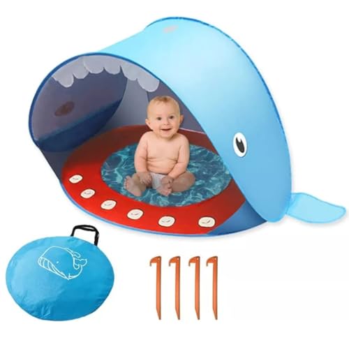 Tenda de praia infantil com proteção solar, adequada para piscinas, dobrável (azul)