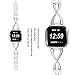bayite Stainless Steel Bands Compatible with Fitbit Versa/Versa 2 for Women, Bling Replacement Band Bracelet with Rhinestones Diamond X-Link Accessories Watch Band, 5.3