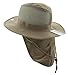 JFH GROUP Wide Brim Outdoor Safari Summer Mesh Crown Hat with Neck Flap (Khaki FBN, XL)