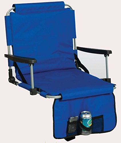 Picnic Plus Stadium Seat with Arms, Straps to Bench & Bleachers Royal Blue