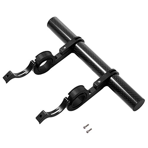 Evokem Multifunctional Bicycle Double Handlebar Extension Mount Bike Extender Bracket Holder for Lights, Speedometer, Phone Holder (Black-Carbon Fiber)