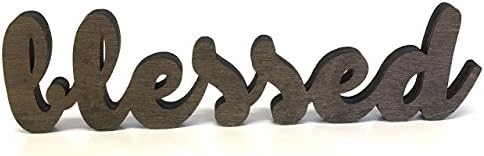 Wood Blessed Cutout Sign Made of Birch Plywood Stained Dark Walnut