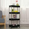 Slim-Storage-Cart-4-Tier-Rolling-Utility-Storage-Cart-Mobile-Shelving-Unit-Rolling-Bathroom-Carts-Slide-Out-Storage-Cart-Storage-Shelf-Rack-for-Kitchen-Office-Bathroom-Laundry-Room-Narrow-Places Slim Storage Cart 4-Tier Rolling Utility Storage Cart, Mobile Shelving Unit Rolling Bathroom Carts, Slide Out Storage…