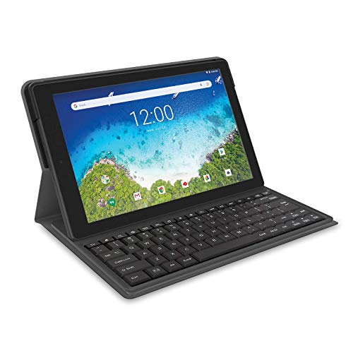 RCA Viking Pro 10 Inch Tablet with Folio Keyboard Fast Quad Core Multi-Touch Display Android 8.1 (Go Edition), Charcoal