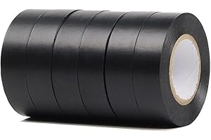 ROSEUP 6-Pack Black Electrical Tape, 3/4 in x 66ft, Professional Flame Retardant Waterproof PVC Electrical Insulation Tape