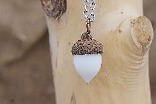 Alpine White Glass Acorn Pendant