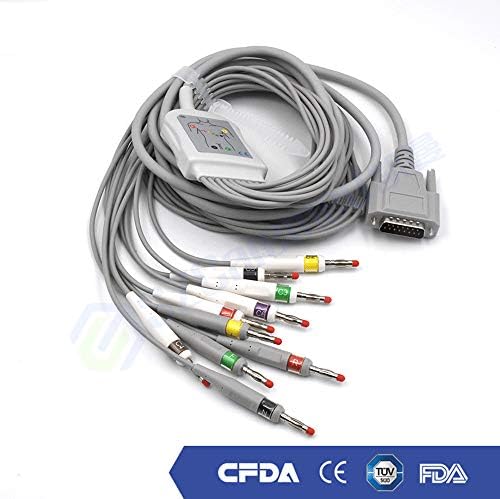 10 Lead Data Cable for Schiller AT1, AT2, AT5, AT6, AT10, AT60, CS6, 4.0 Banana, Body Condition Analysis Tester Data Cable
