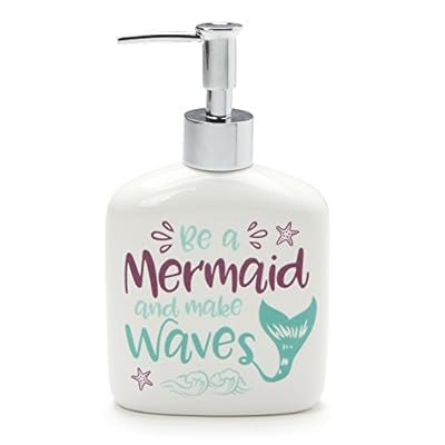 Enesco Our Name is Mud Mermaid Waves Stoneware Soap Dispenser, 12 oz, Multicolor 41RkWP21N9L. SS400