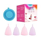 Croing Menstrual Cups Set of 4 with Free Collapsible Silicone Cup Which for Sterilizing and Storing Menstrual Cups