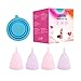 Croing Menstrual Cups Set of 4 with Free Collapsible Silicone Cup Which for Sterilizing and Storing Menstrual Cups, 2 pcs Small and 2 pcs Large (Purple and Pink)