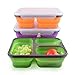 Dalebox Collapsible Lunchbox - Airtight Expandable Silicone 3 Compartments Large Bento Box Kit-BPA Free, Safe in Microwave, Dishwasher & Freezer (1 Pack) (Blue)