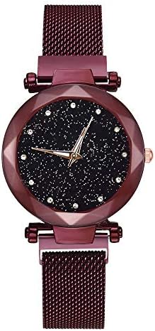 Women Rhinestone Watch,veyikdg Ladies Magnetic Attraction Stainless Steel Strap Diamond Round Starry Sky Wrist Watches Female Luxury Dress Bracelet Girls Crystal Quartz Casual Wristwatch