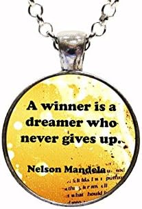 Digital Art Quote Nelson Mandela Pendant Necklace Or Keychain Positive Thoughts Famous People Christmas Gift World Leader