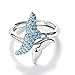 Statement Rings for Women Blue Diamond Mermaid Rings 925 Sterling Silver Adjustable 18K White Gold Plated Cubic Zirconia Sapphire Gemstone Teen Girls Fashion