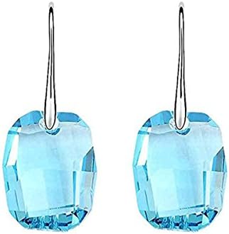 Lindas Shop Silver Swarovski Elements Crystal Diamond Accent Wish Stone Fashion Studs Earrings (sea blue)