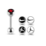 One Full Set Logo Tongue Bar with FREE!!! 4 Pices Interchange Logo Ball Tongue Piercing jewelry