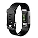 JUNYI Fitbit Charge 2 Bands ,Classic Sports Watch Adjustable Replacement Comfortable Bands for Fitbit Charge 2 Fitness Smart Wristbands Strap ( Black)