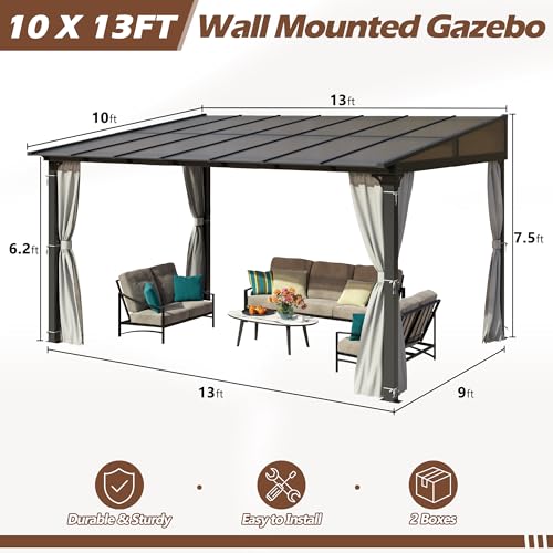 Raysfung 10x13 Wall-Mounted Hardtop Gazebo Review: Lean-To Patio Cover with Polycarbonate Roof image 14