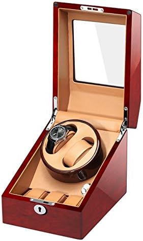 MIRANQAN Luxury Automatic Display Box Case 8+9 Watch Winder - 4 Mode Timer Function 114% Handmade [Wood Shell + Leather Pillow + Piano Paint + Tempered Glass +Lock & Key ]