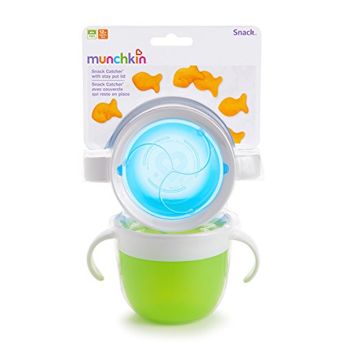Munchkin Snack Catcher Toddler Snack Cups, No Spil, 2 Pack Containers, Blue/Green