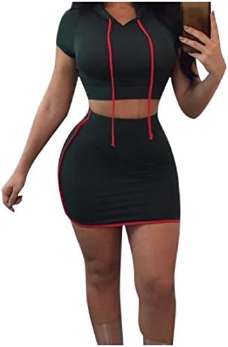 Inovate Womens Workout Outfit Hooded Tracksuits 2-Piece Skirts Sets Dresses Light Green XSmall