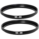 (2 Packs) 55-58MM Step-Up Ring Adapter, 55mm to 58mm Step Up Filter Ring, 55mm Male 58mm Female Stepping Up Ring for DSLR Camera Lens and ND UV CPL Infrared Filters