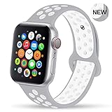 GZ GZHISY Newest Band Compatible for Apple Watch Bands 38mm 40mm, Soft Silicone Sport Band Replacement Wristband, Compatible for iWatch Apple Watch Series 4/3 2/1,Pure Platinum/White 38/40SM