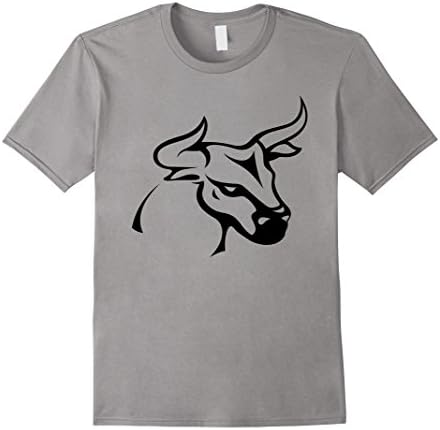 Mens Black Tribal Art Animal Angry Bull T-shirt Medium Slate