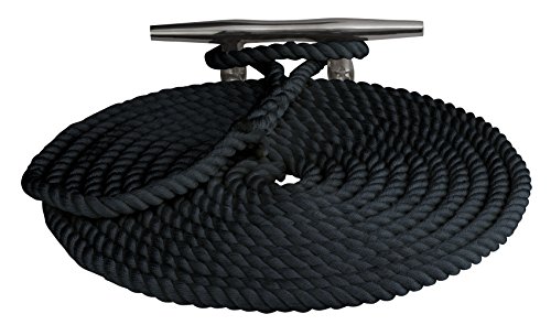 Sea Dog 3/8-Inch Twisted Nylon Dock Line, Black, 10-Feet