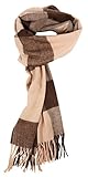 Love Lakeside-Men's Cashmere Feel Winter Plaid Scarf Brown