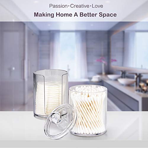 SheeChung Qtip Holder Dispenser Set Apothecary Jars Bathroom Clear