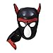 Zhengya Full Face Mask Dog Puppy Hood Leather Helmet Removable Mouth Cosplay Costume Party Props£¨Black&Red£