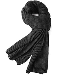 Warm Autumn and Winter Scarf,EONPOW Unisex Pure Color Winter Neck Warm Knitting Yarn Scarf (BLACK)