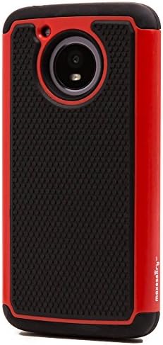 Maxessory Haven Slim Shock-Proof Rugged Tough Protector Armor Shell w/Durable Ultra-Slim Impact Protection TPU Thin Grip Cover Red Case Compatible with Moto Moto E4 Plus